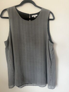 Pleione Black & White Striped Cold-Shoulder Blouse